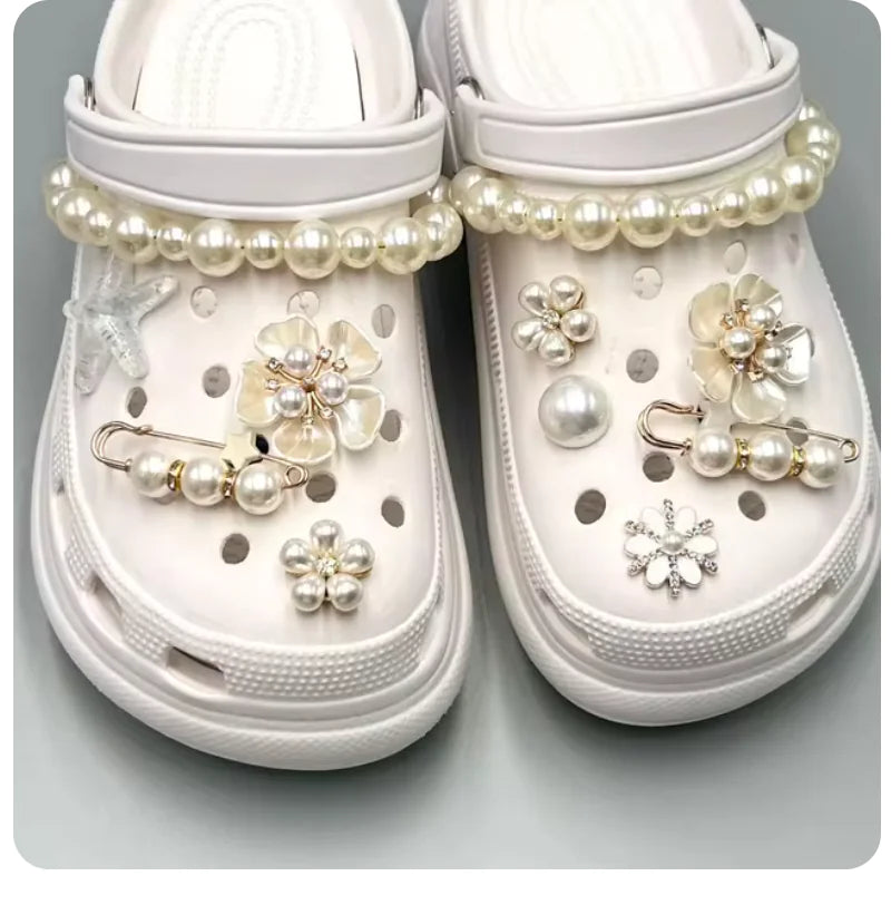 Pearl Chain Shoe Charms for Crocs and Sandals - Elegant Accessories