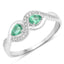 Anillo de Compromiso de Esmeralda Zambiana y Diamante de 0.35 Quilates en Oro Blanco de 14K
