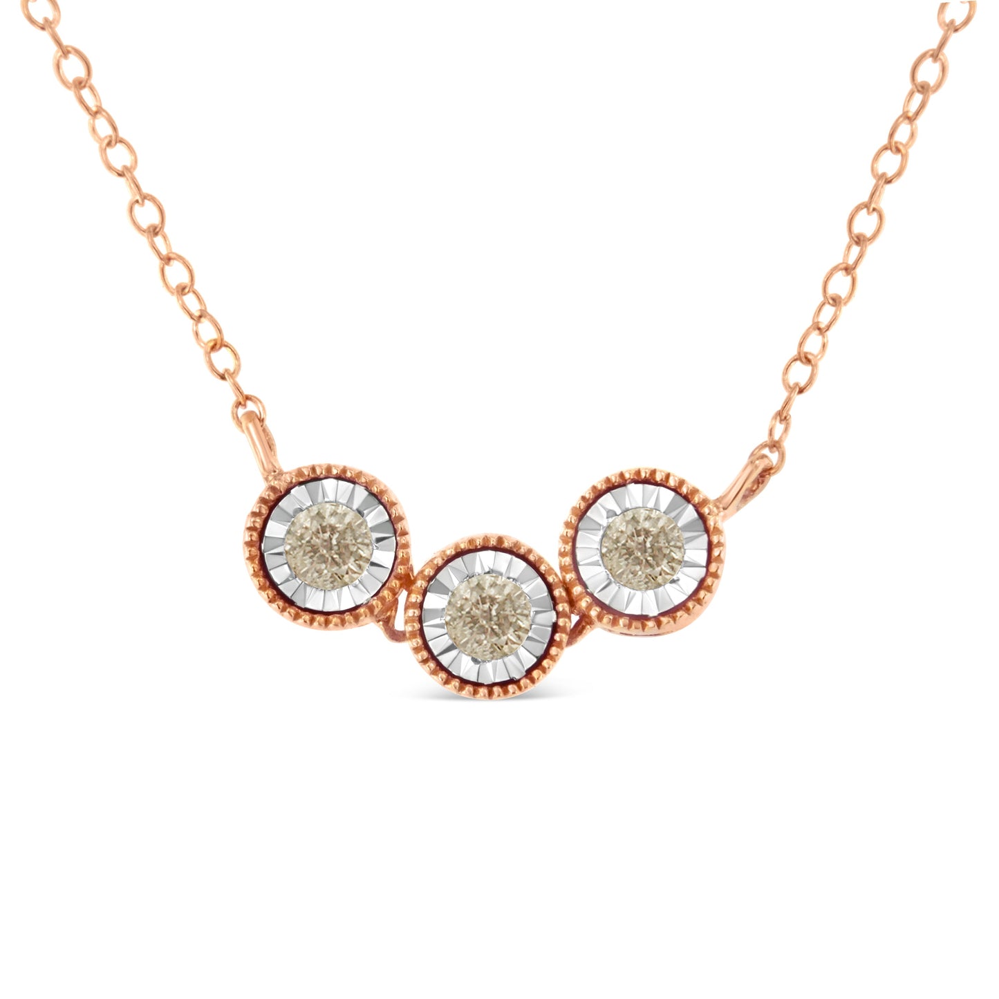Collier en diamant champagne plaqué or rose et blanc 10K élégant
