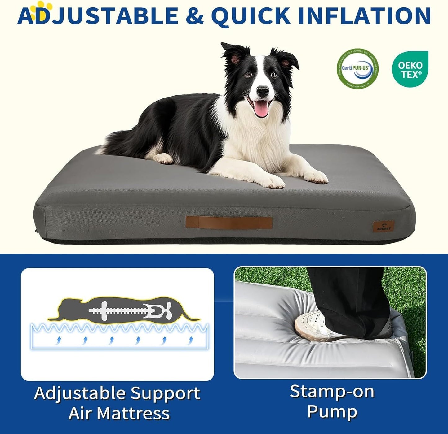 Tapis de Voyage Gonflable Imperméable PawPal Oasis pour Chien