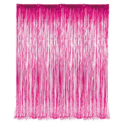 Pink Tinsel Foil Fringe Curtain - 3' x 8' Party Decoration