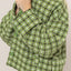 Elegante Chaqueta de Botones de Cuadros de Tweed Verde