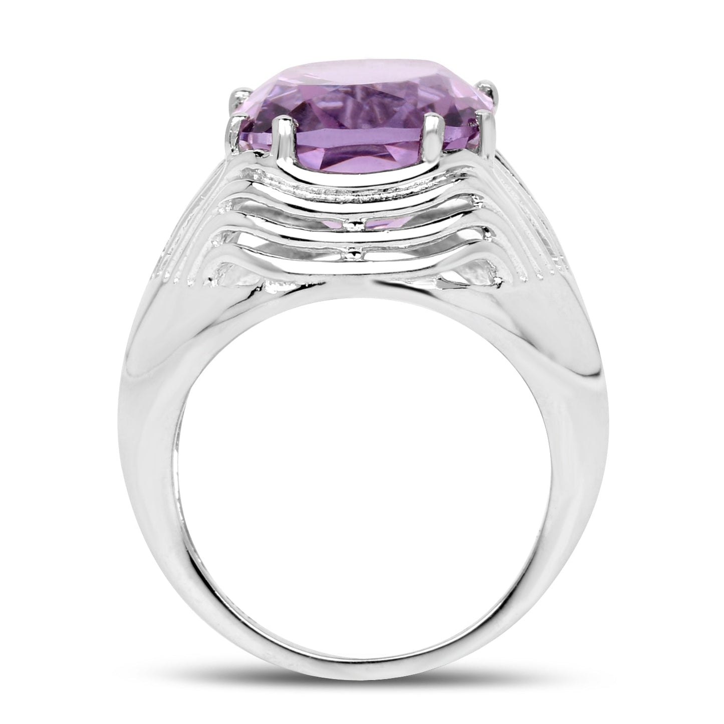 Bague en argent sterling avec améthyste véritable de 10,02 carats