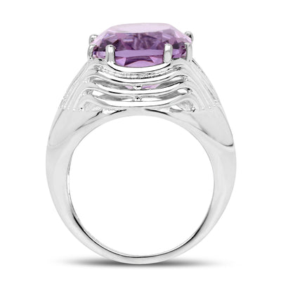 10.02 Carat Genuine Amethyst Sterling Silver Ring