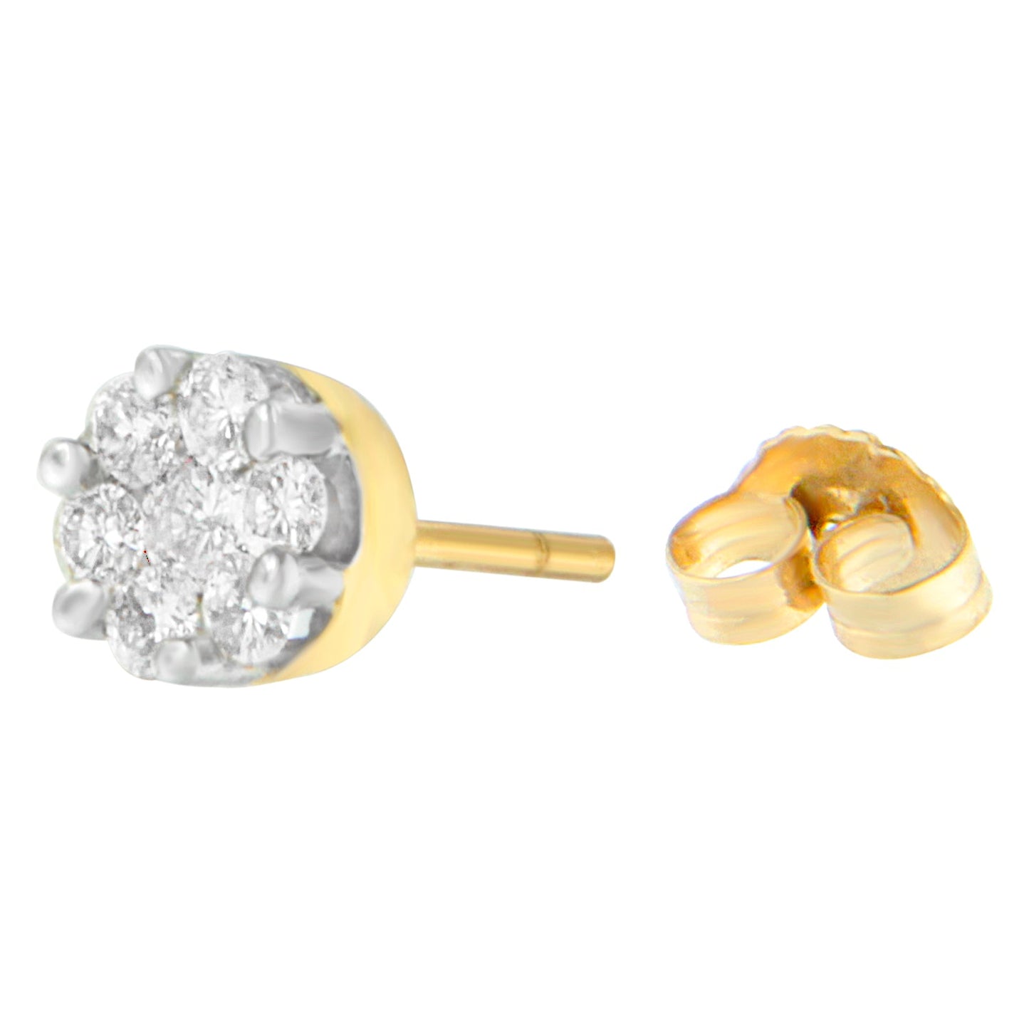 Boucles d'oreilles en diamant taille ronde en or jaune 14K