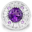 Anillo de plata esterlina de 5.58 quilates de amatista genuina y topacio blanco