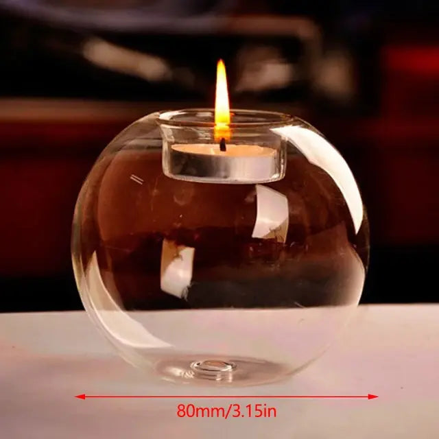 Soporte de Vela de Vidrio Transparente Elegante