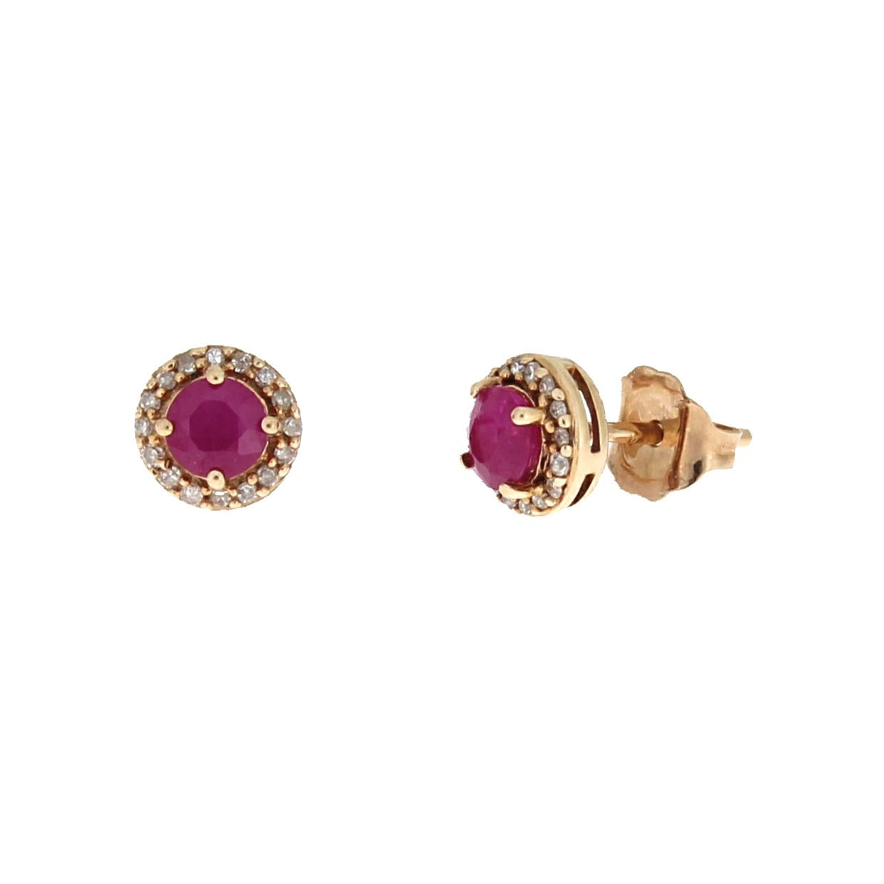 Genuine .77ct Ruby and Diamond Stud Earrings in 10KT Rose Gold