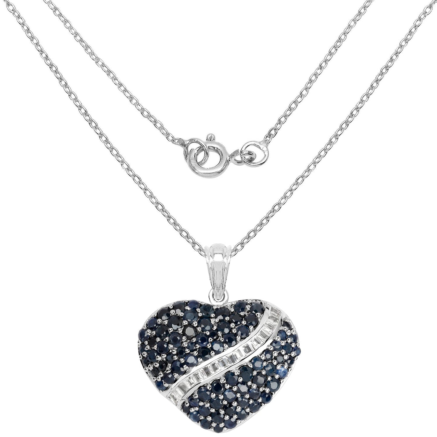 4.60 Carat Genuine Blue Sapphire and White Topaz Pendant