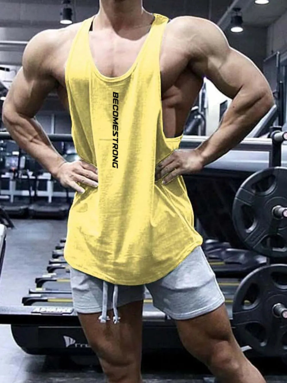 Camiseta sin mangas de cuello redondo para hombres en tallas grandes