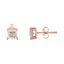 14K Rose Gold Plated Two-Tone Diamond Solitaire Stud Earrings