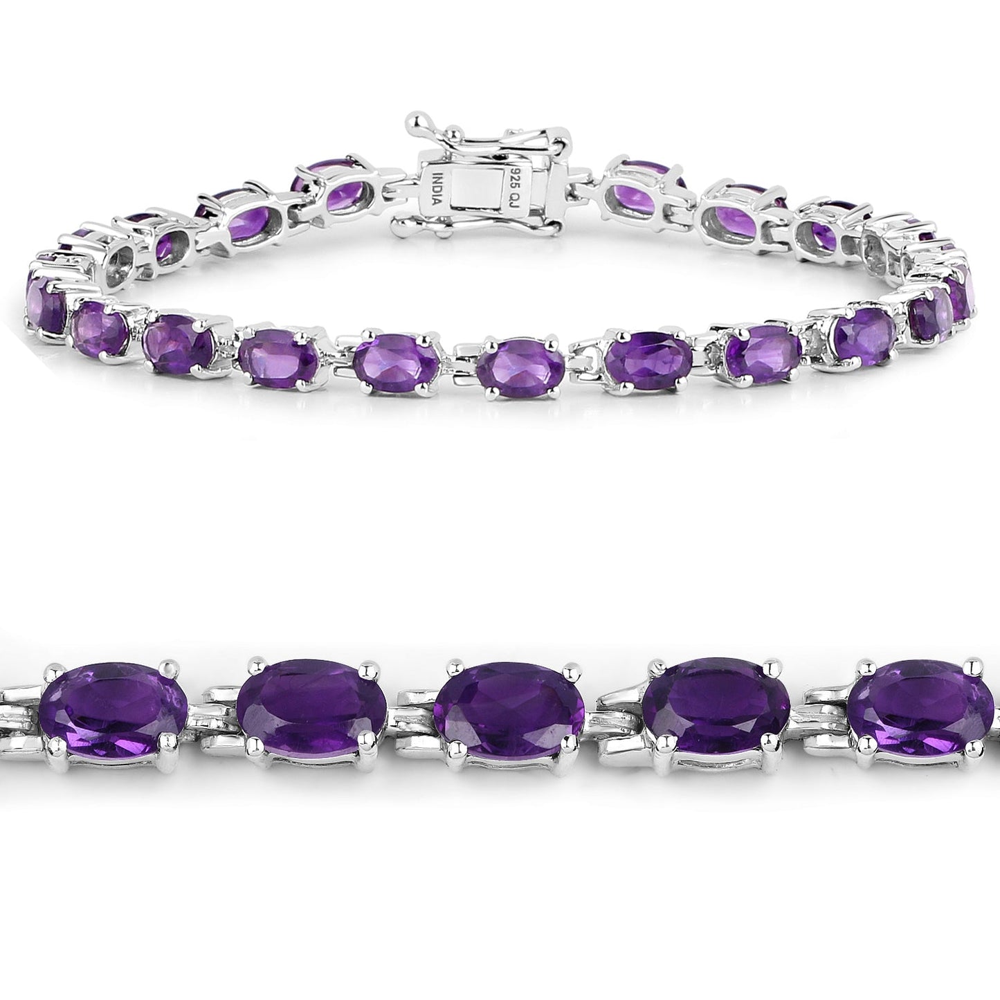 7.98 Carat Genuine Amethyst Sterling Silver Bracelet
