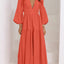 Elegant Lightweight Deep V-Neck Balloon Sleeve Maxi Dress
