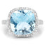 Anillo de Compromiso de Topacio Azul de 7.18 Quilates y Topacio Blanco en Plata Esterlina