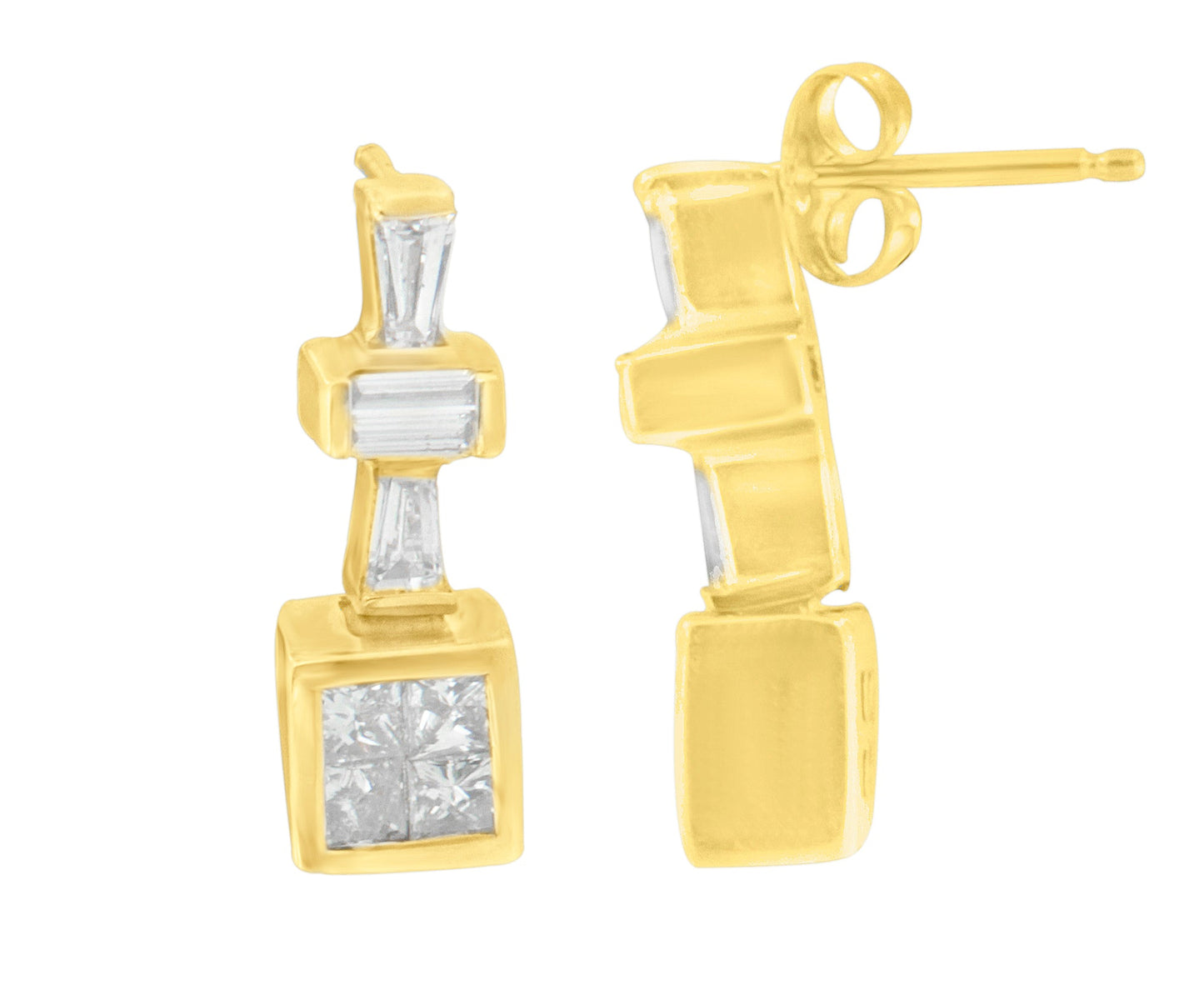 Boucles d'oreilles créoles en diamant en or jaune 14K - 1 1/3 cttw