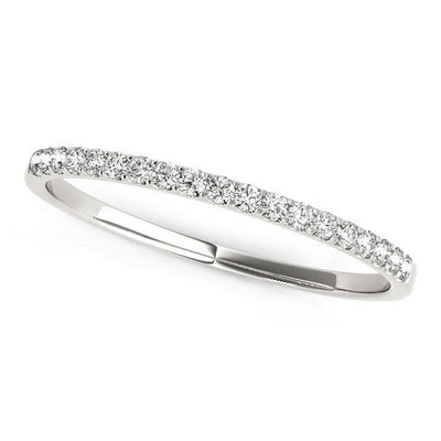 14k White Gold Pave Set Round Diamond Wedding Ring