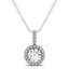 Collier Pendentif Rond Halo en Diamant en Or Blanc 14k