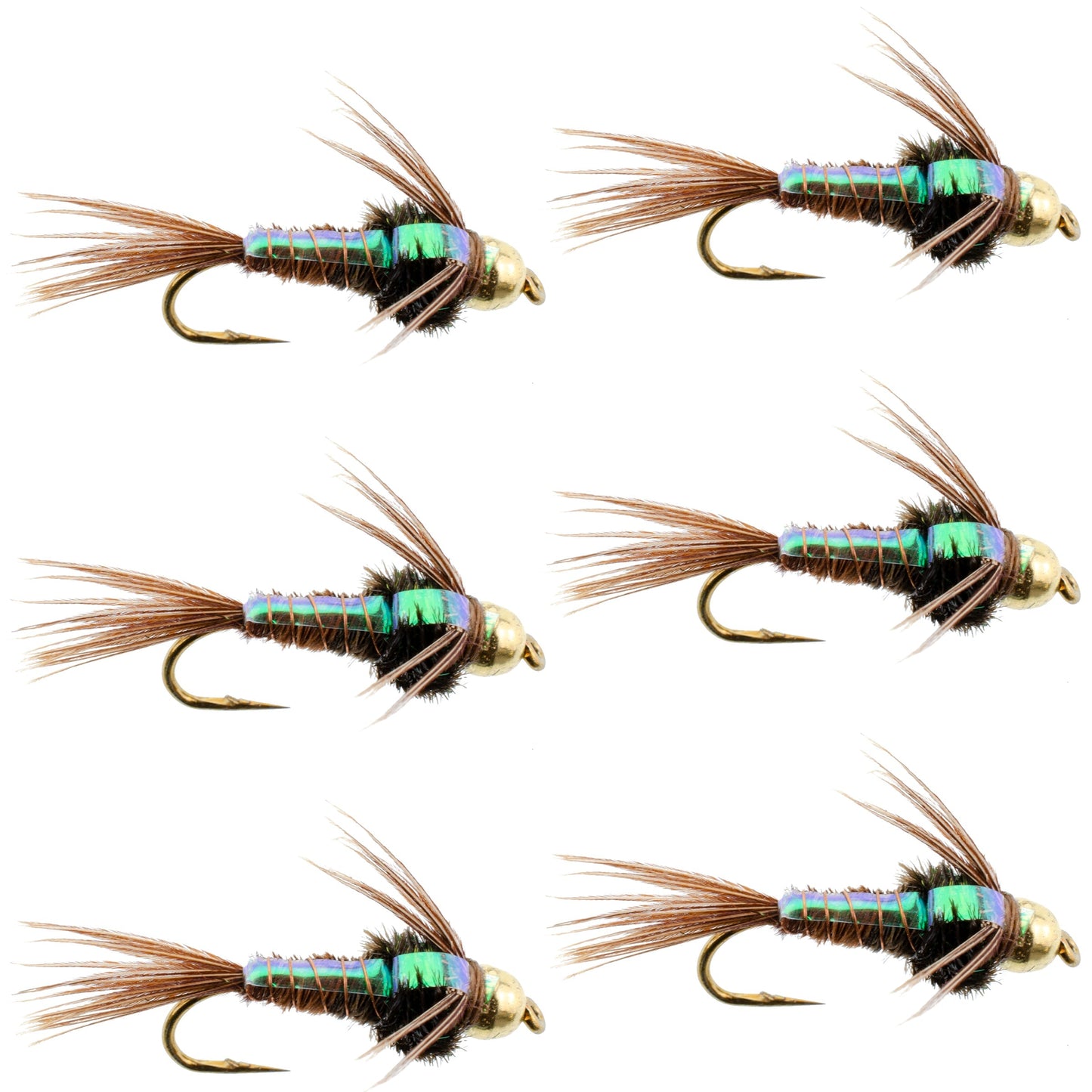 Premium Bead Head Flashback Pheasant Tail Nymphs - 6 Pack, Size 10 - Korvel
