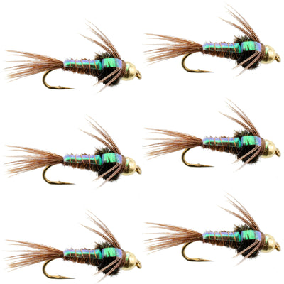 Premium Bead Head Flashback Pheasant Tail Nymphs - 6 Pack, Size 10 - Korvel