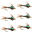 Bead Head Flash Back Pheasant Tail Nymph Fly Fishing Flies - 6 Flies Hook Size 16