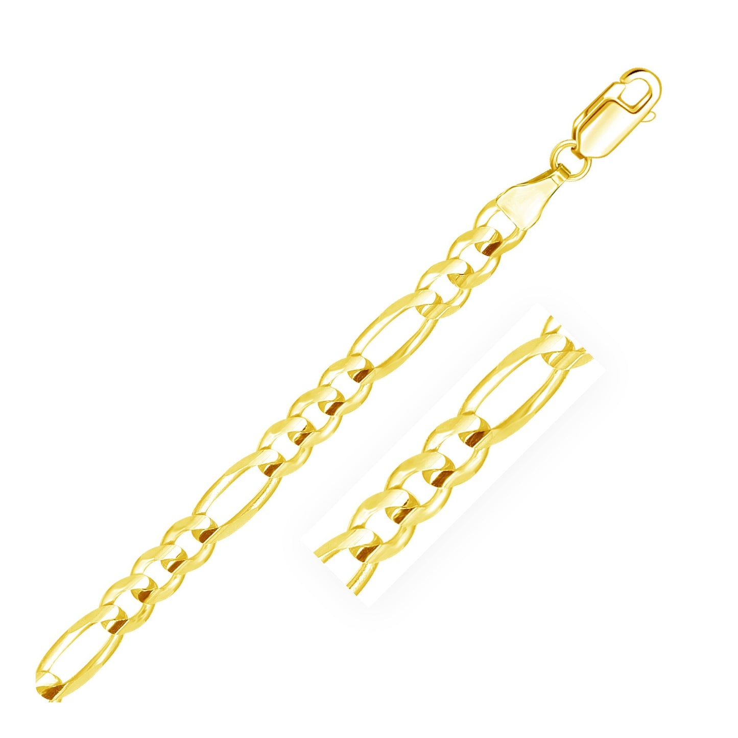 Chaîne Figaro Solide en Or Jaune 14k 6,0mm