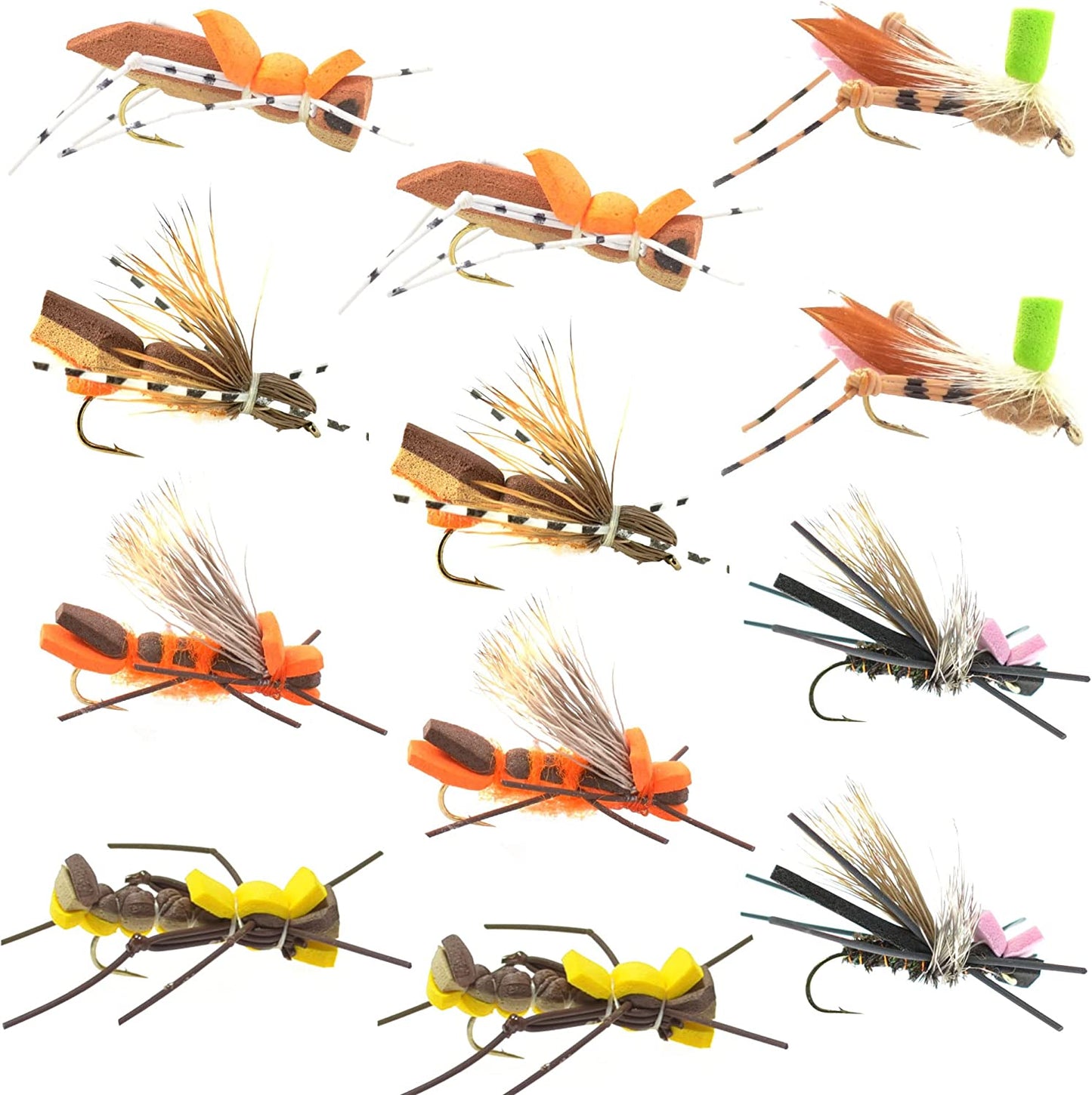 Ultimate Foam Hopper Fly Fishing Set - 12 Premium Flies with Box - Korvel