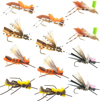 Ultimate Foam Hopper Fly Fishing Set - 12 Premium Flies with Box - Korvel