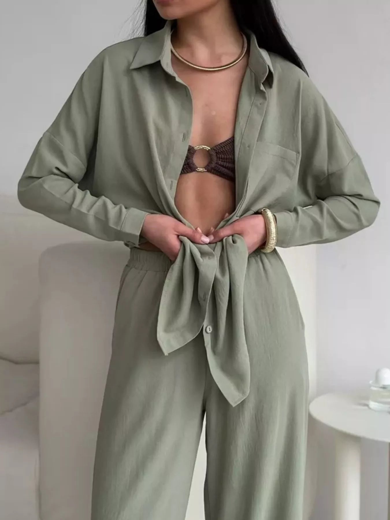 Premium Button Down Shirt and Pants Set