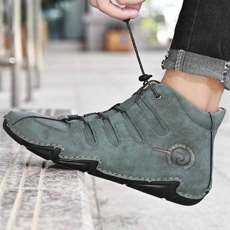 Bottes en cuir pour hommes premium - Chaussures d'extérieur en peluche chaude