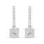 Pendientes colgantes de halo de diamantes redondos en oro blanco de 14 quilates
