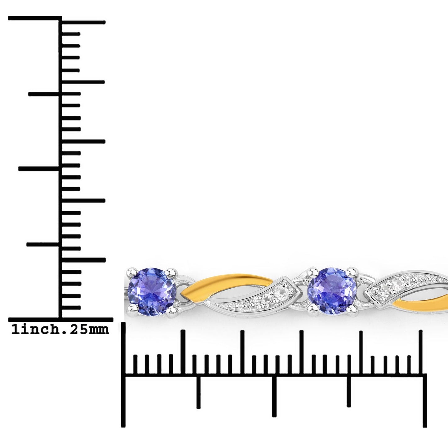 Bracelet en tanzanite véritable de 0,77 carat et saphirs blancs