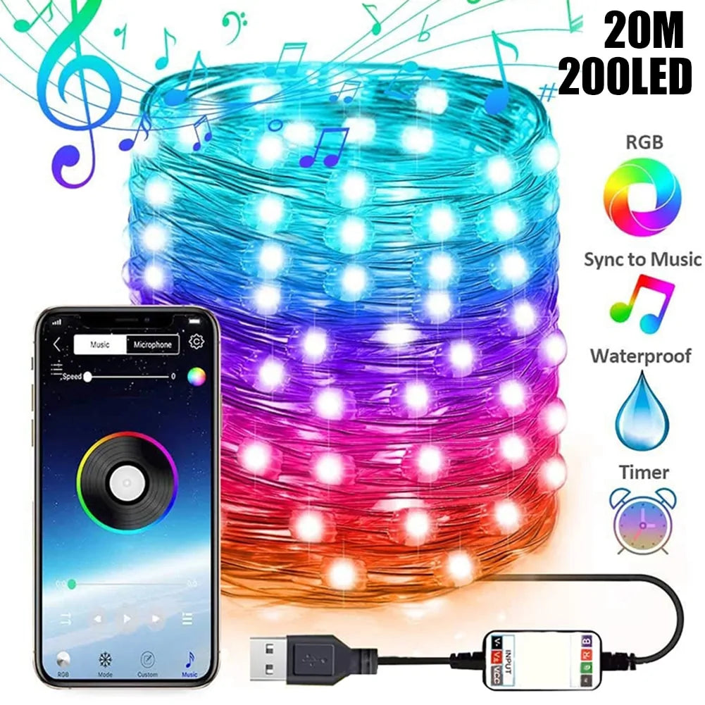 Smart LED Christmas Tree String Lights