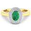 Anillo de Compromiso de Esmeralda Zambiana y Diamante de 0.88 Quilates en Oro Amarillo de 14K