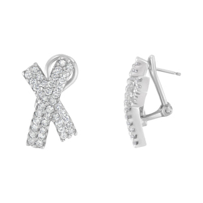 Pendientes de Stud Omega en Forma de X de Diamante de Oro Blanco de 14K