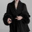 Manteau court en cachemire double face en fourrure de renard noir élégant pour femmes
