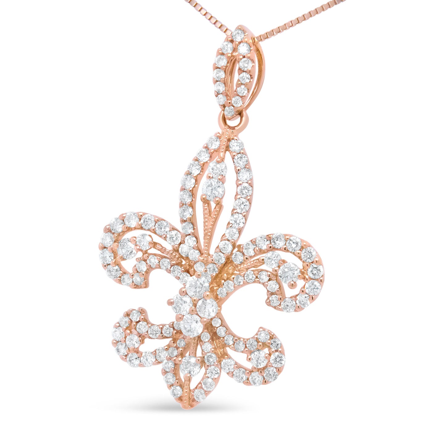 Collar con Colgante de Fleur De Lis de Diamante en Oro Amarillo de 14K