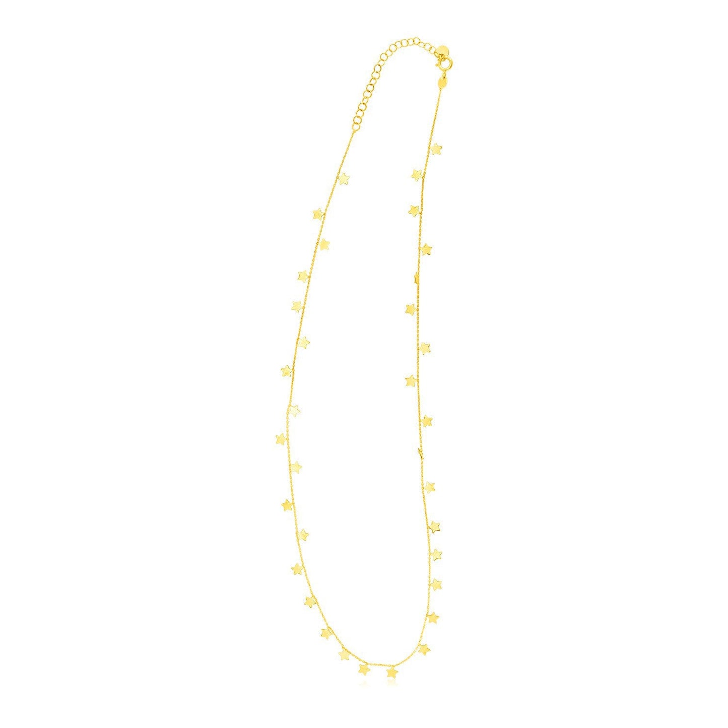 14K Yellow Gold Necklace with Twinkling Stars