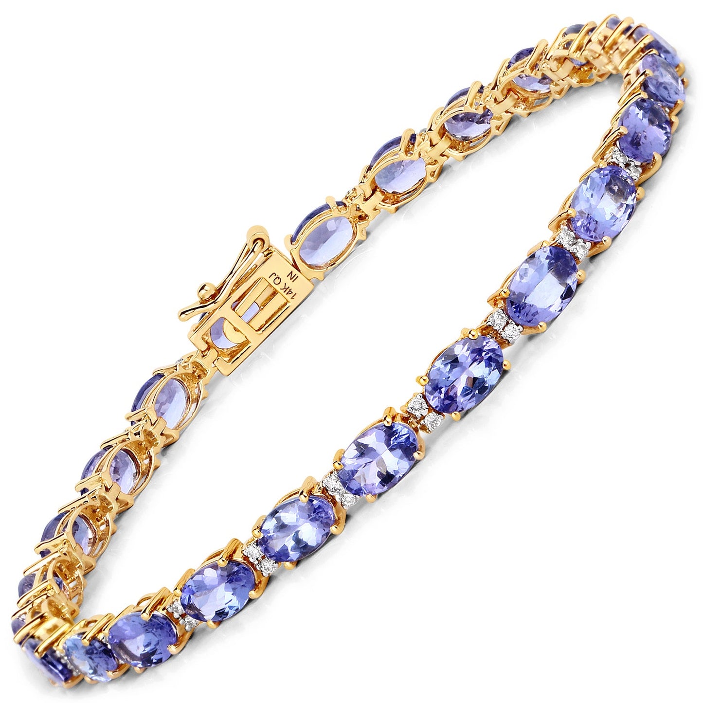 Pulsera de 14K de Tanzanita y Diamante de 10.87 Quilates