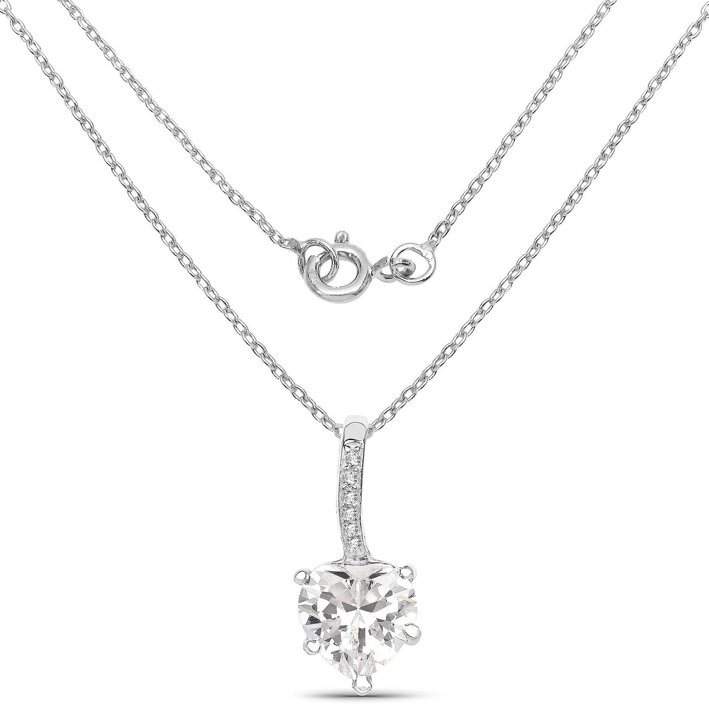 Colgante de Circonita Blanca Genuina de 4.46 Quilates en Plata de Ley