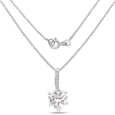 4.46 Carat Genuine White Cubic Zirconia Pendant in Sterling Silver