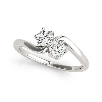 Anillo de Diamante Elegante de Dos Piedras en Oro Blanco de 14k