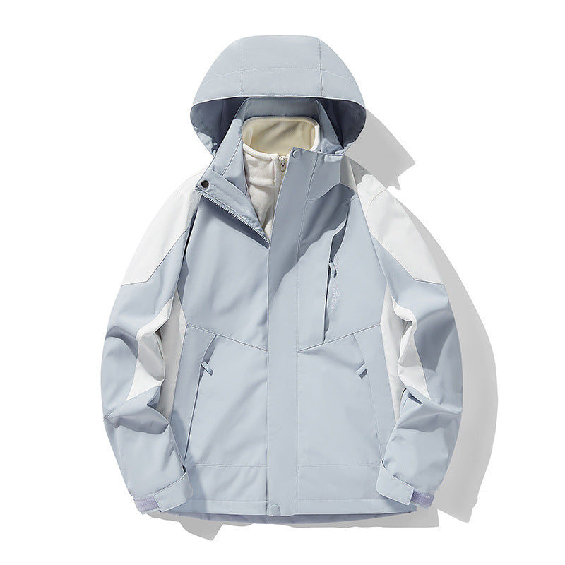 Three-in-One Waterproof Windproof Parka with Fleece Lining
