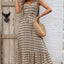 Chic Vintage V-Neck Midi Dress with Tie Waist - Effortlessly Elegant for Every Occasion - Korvel