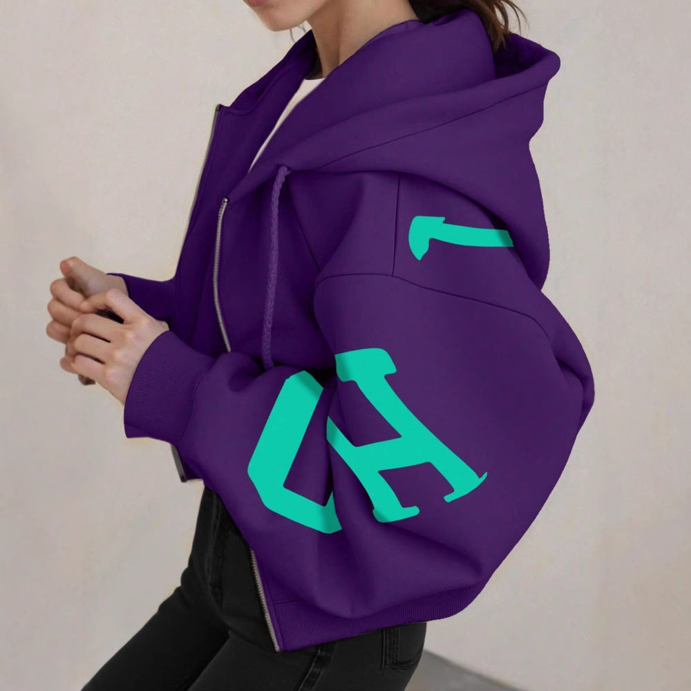 Sudadera con cremallera de manga larga y corte relajado para mujer