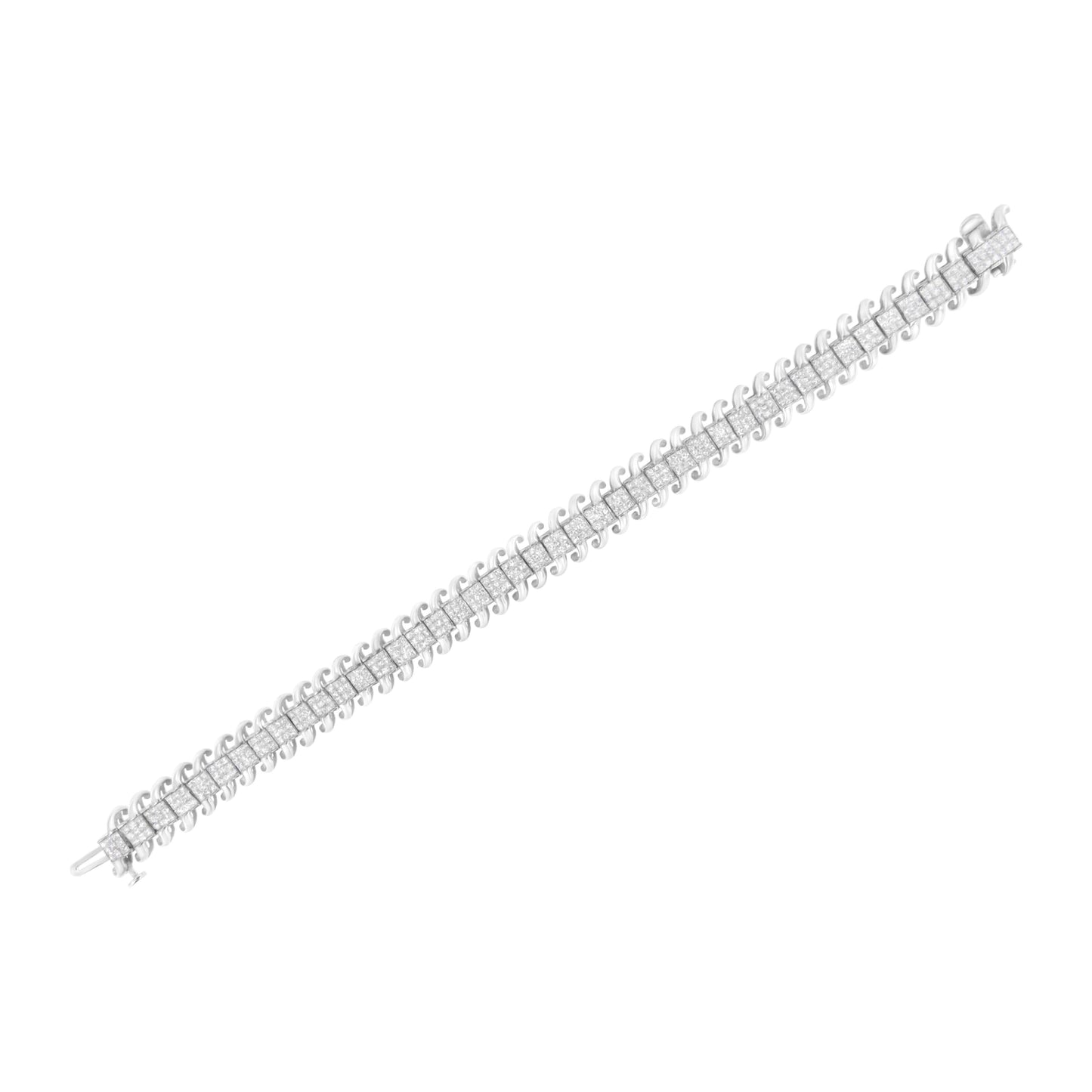 Bracelet de tennis en diamant taille princesse en or blanc 14K