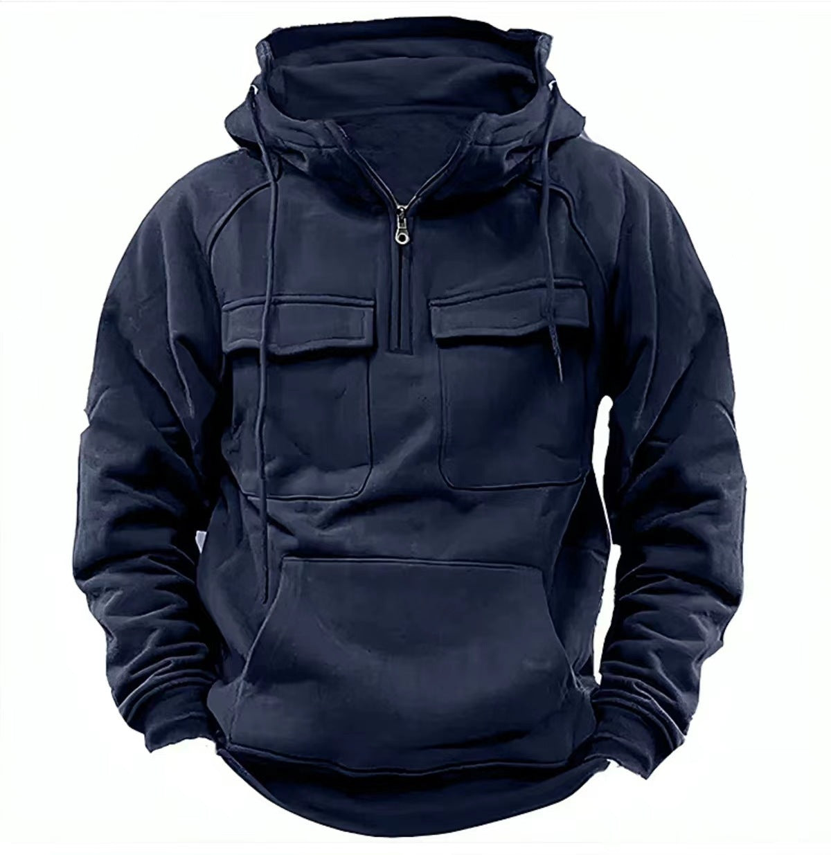 Hoodie zippé décontracté pour homme avec cordon et poche