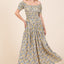 Summer Flower Print Puff Sleeve Maxi Dress
