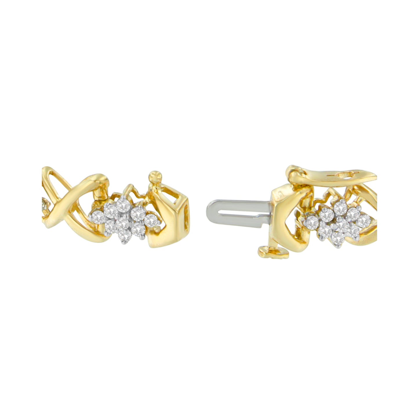 10k Yellow Gold Plated Sterling Silver Diamond Link Bracelet