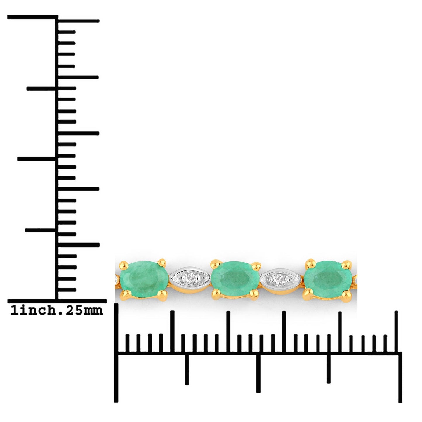 1.29 Carat Genuine Emerald and White Diamond Bracelet