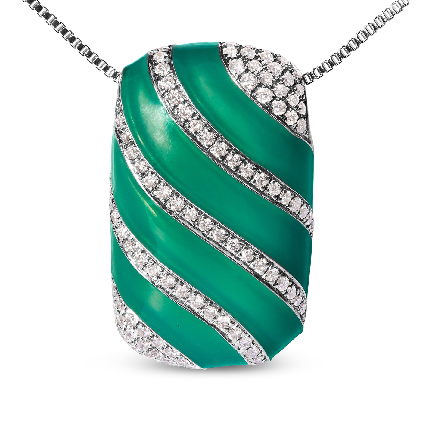 Collar con colgante de diamante y esmalte turquesa de plata esterlina .925